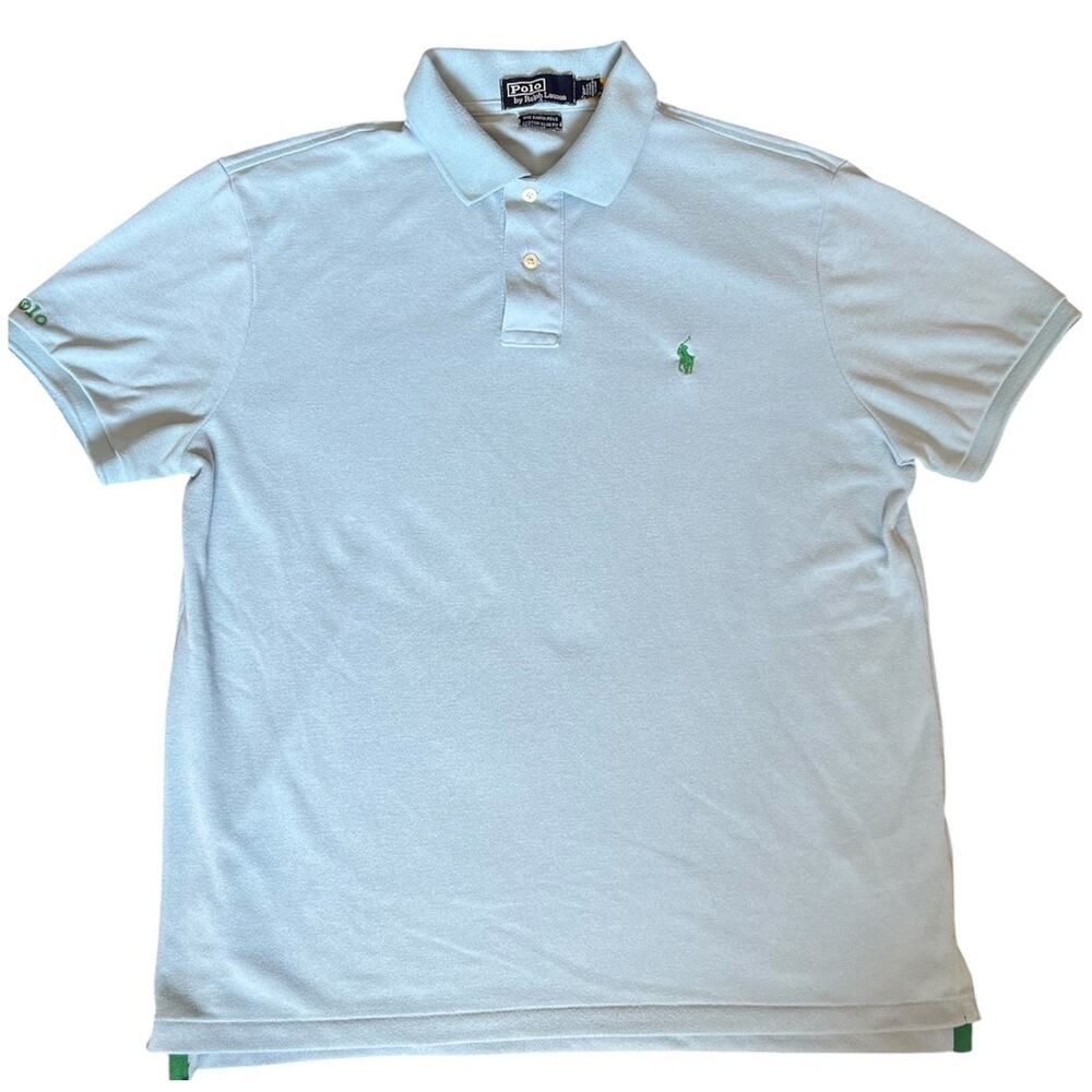 Polo Ralph Lauren The Earth Polo Custom Fit Size Large Blue Green